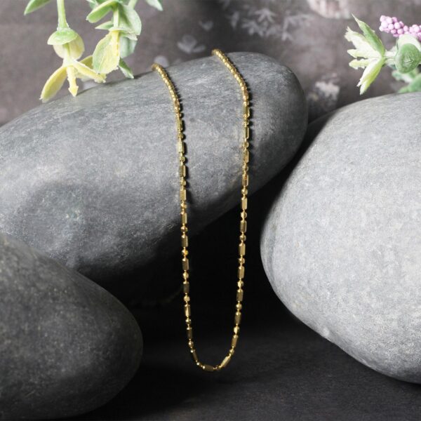 14k Yellow Gold Diamond-Cut Alternating Bead Chain (1.30 mm) - Image 4