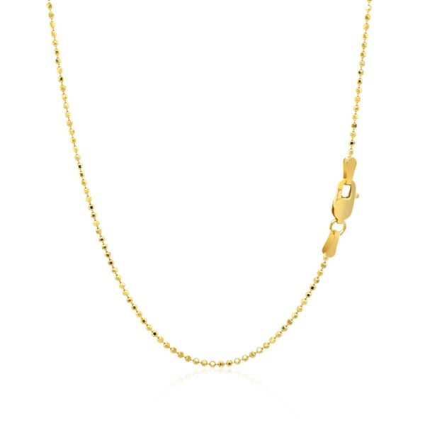 14k Yellow Gold Diamond-Cut Bead Chain (1.10 mm) - Image 3