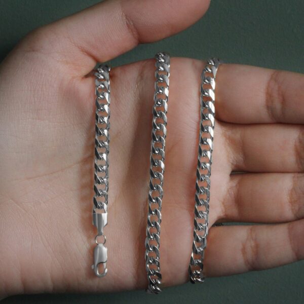 14k White Gold Solid Miami Cuban Chain (5.00 mm) - Image 4