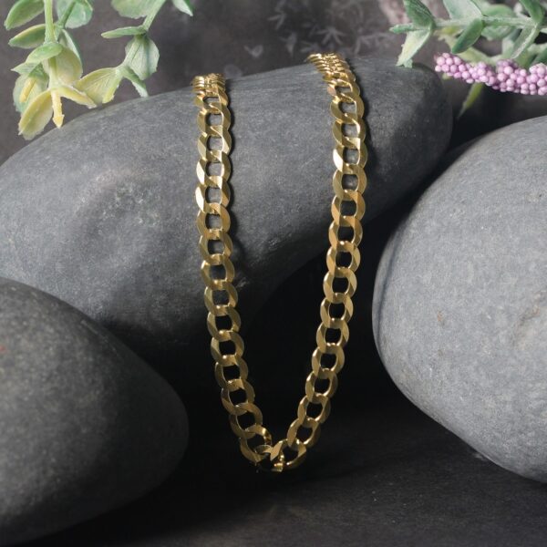 14k Yellow Gold Solid Curb Chain (5.70 mm) - Image 5