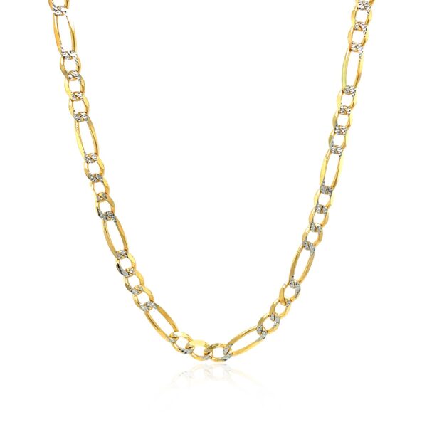 14K Yellow Gold Solid Pave Figaro Chain (3.80 mm) - Image 2