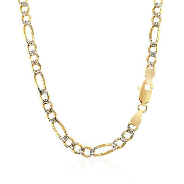 14K Yellow Gold Solid Pave Figaro Chain (3.80 mm) - Image 3