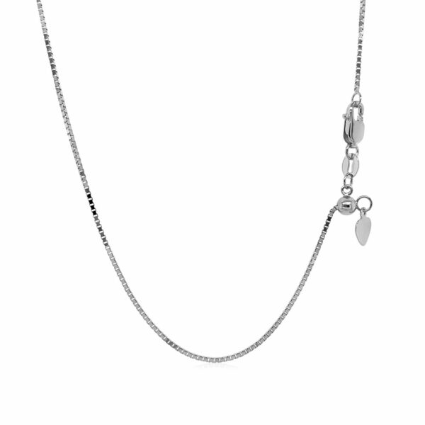 14k White Gold Adjustable Box Chain (0.85 mm) - Image 2