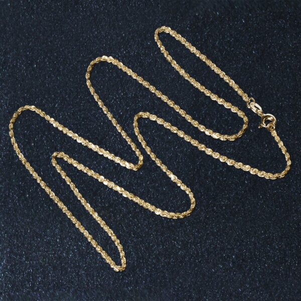 10k Yellow Gold Solid Diamond Cut Rope Chain (1.40 mm) - Image 4
