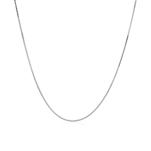 14k White Gold Classic Box Chain (0.60 mm) - Image 2