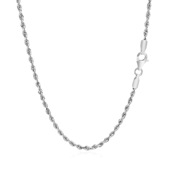 14k White Gold Solid Diamond Cut Rope Chain (2.00 mm) - Image 3
