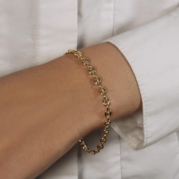 14k Yellow Gold Puffed Mariner Link Bracelet (4.70 mm) - Image 4