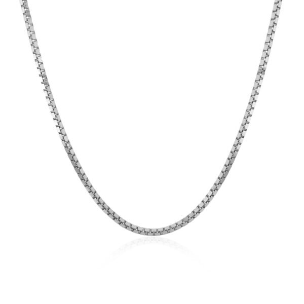 14k White Gold Classic Box Chain (1.4 mm) - Image 2