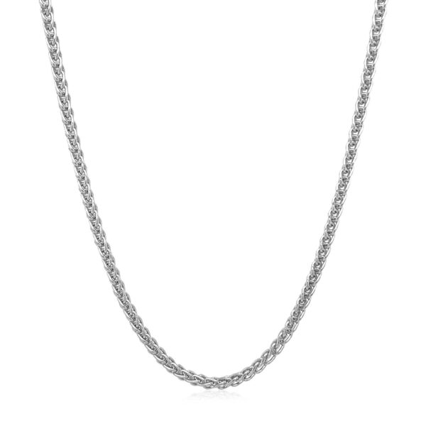 14k White Gold Round Wheat Chain (2.1 mm) - Image 2