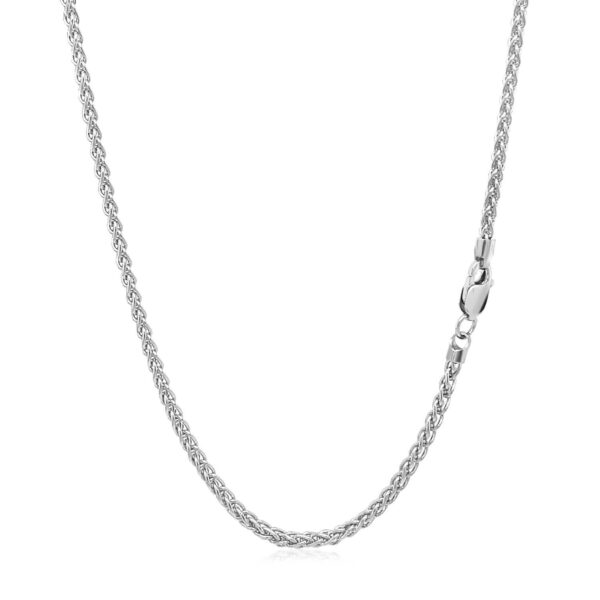 14k White Gold Round Wheat Chain (2.1 mm) - Image 3