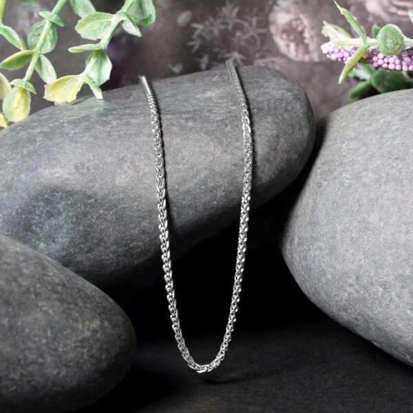 14k White Gold Round Wheat Chain (2.1 mm) - Image 4