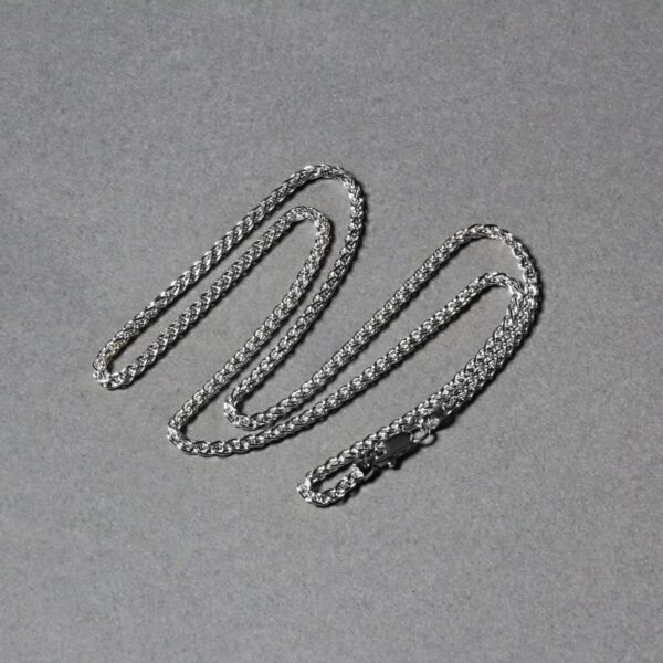 14k White Gold Round Wheat Chain (2.1 mm) - Image 6
