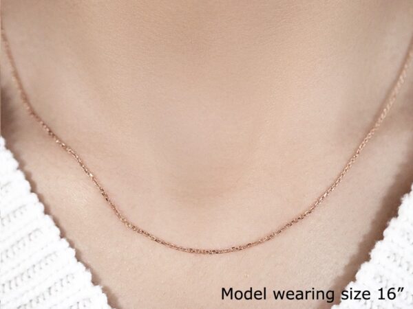14k Rose Gold Diamond Cut Cable Link Chain (1.10 mm) - Image 4