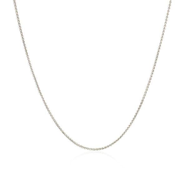 14k White Gold Diamond Cut Round Wheat Chain (0.60 mm) - Image 2