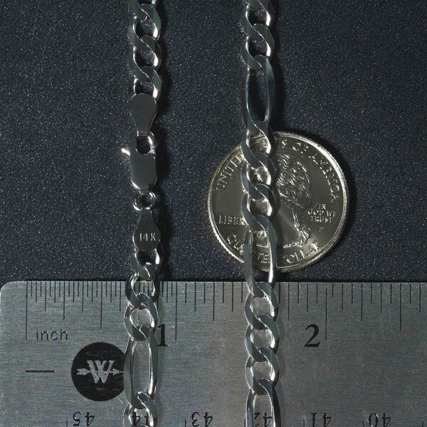 14k White Gold Solid Figaro Chain (6.00 mm) - Image 4