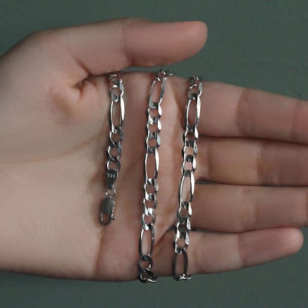 14k White Gold Solid Figaro Chain (6.00 mm) - Image 5