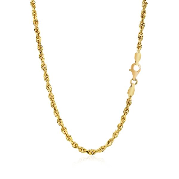 14k Yellow Gold Solid Diamond Cut Rope Chain (3.00 mm) - Image 3