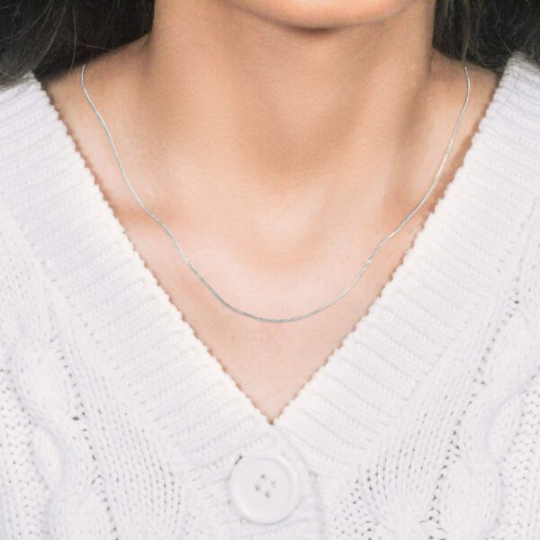 14k White Gold Gourmette Chain 1.0mm (1.00 mm) - Image 6