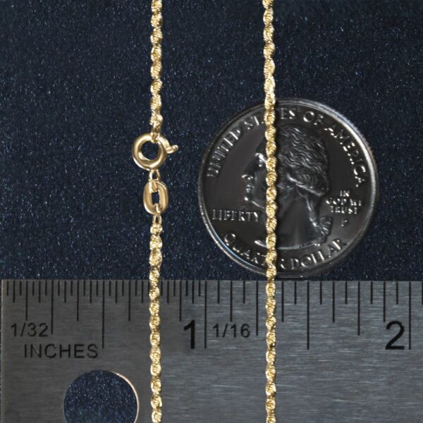 10k Yellow Gold Solid Diamond Cut Rope Chain (1.40 mm) - Image 6
