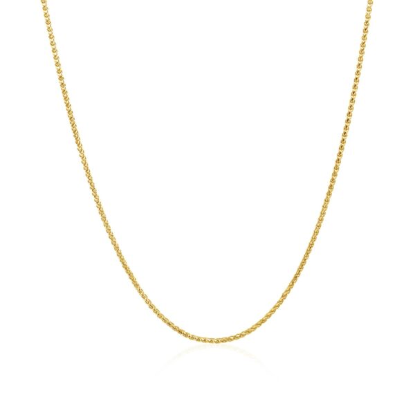 14k Yellow Gold Diamond Cut Round Wheat Chain (1.00 mm) - Image 2