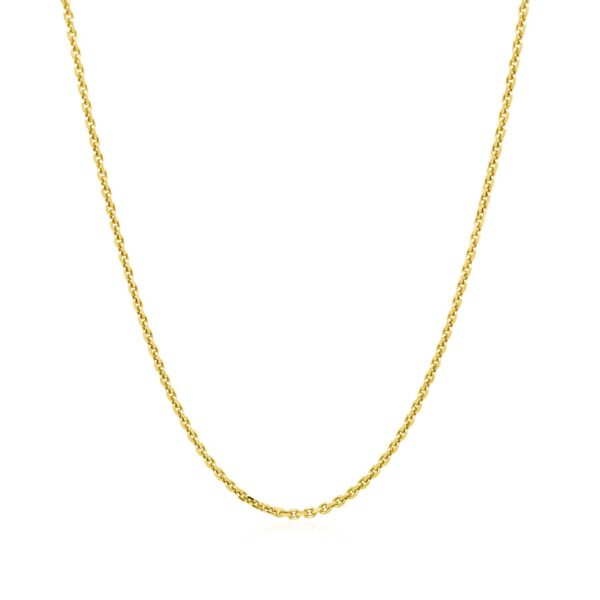14k Yellow Gold Diamond Cut Cable Link Chain (1.30 mm) - Image 2