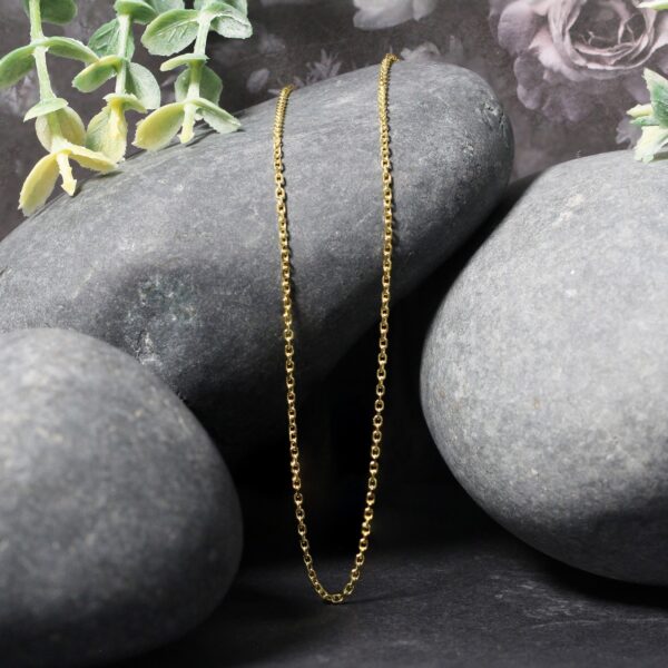 14k Yellow Gold Diamond Cut Cable Link Chain (1.30 mm) - Image 4