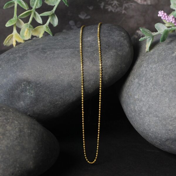 14k Yellow Gold Diamond-Cut Bead Chain (0.90 mm) - Image 4