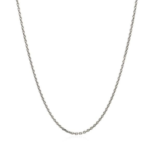 14k White Gold Diamond Cut Cable Link Chain (1.30 mm) - Image 2