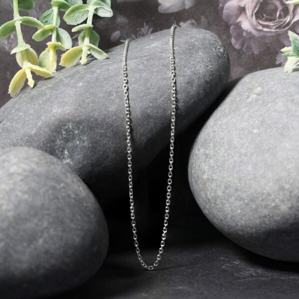 14k White Gold Diamond Cut Cable Link Chain (1.30 mm) - Image 5
