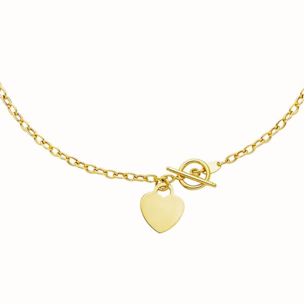 Toggle Bracelet with Heart Charm in 14k Yellow Gold (4.80 mm) - Image 2