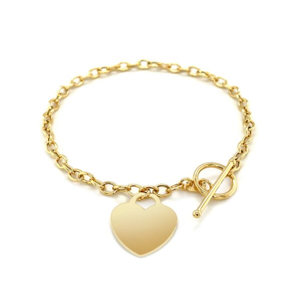 Toggle Bracelet with Heart Charm in 14k Yellow Gold (4.80 mm) - Image 3