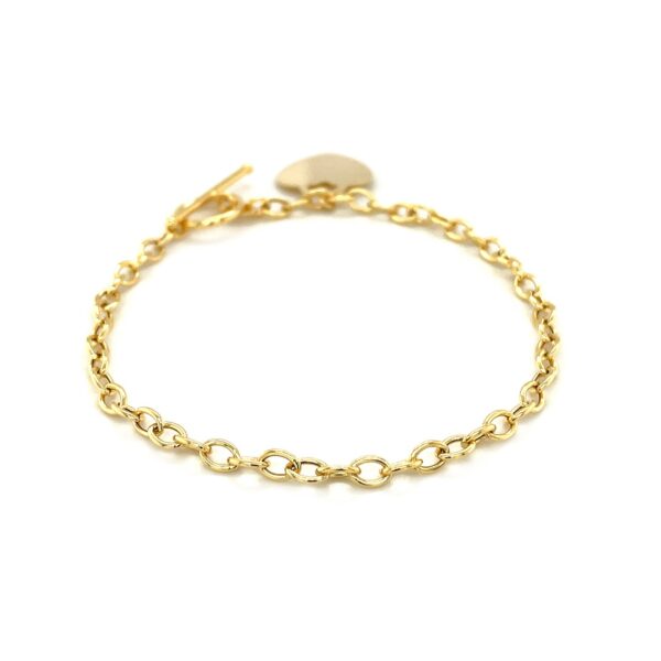Toggle Bracelet with Heart Charm in 14k Yellow Gold (4.80 mm) - Image 4