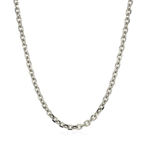 14k White Gold Diamond Cut Cable Link Chain (2.90 mm) - Image 2
