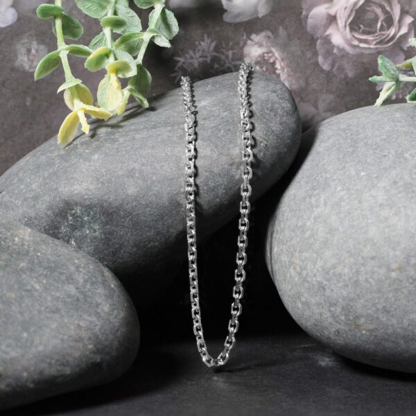 14k White Gold Diamond Cut Cable Link Chain (2.90 mm) - Image 4