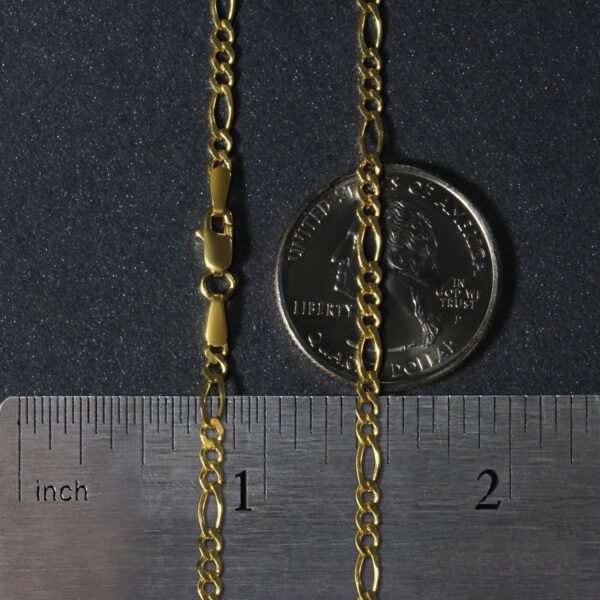 14k Yellow Gold Solid Figaro Chain (2.80 mm) - Image 6
