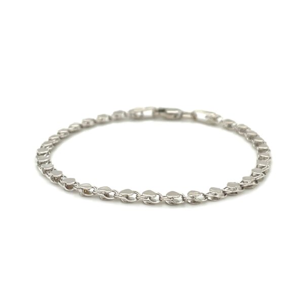 14k White Gold Heart Bracelet (3.00 mm) - Image 2