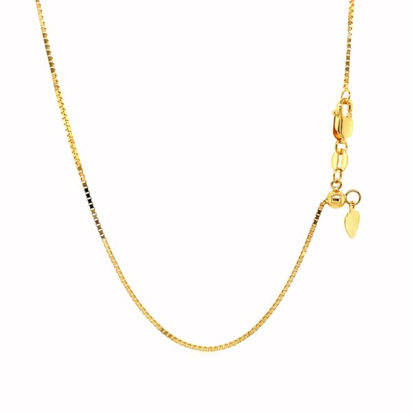 14k Yellow Gold Adjustable Box Chain (0.85 mm) - Image 2