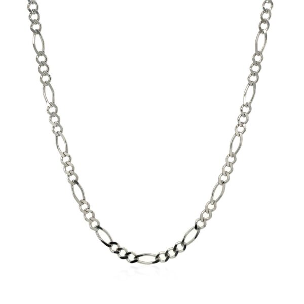 14k White Gold Solid Figaro Chain (2.60 mm) - Image 2