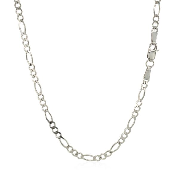 14k White Gold Solid Figaro Chain (2.60 mm) - Image 3