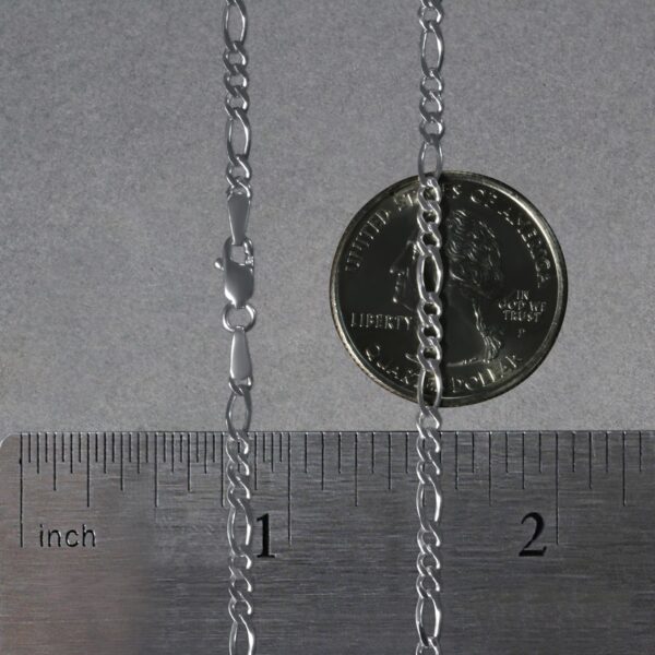 14k White Gold Solid Figaro Chain (2.60 mm) - Image 6