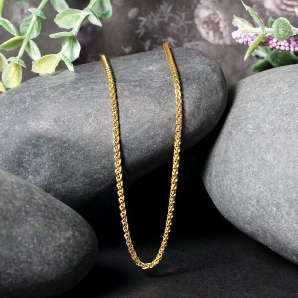 14k Yellow Gold Round Wheat Chain (2.1 mm) - Image 4