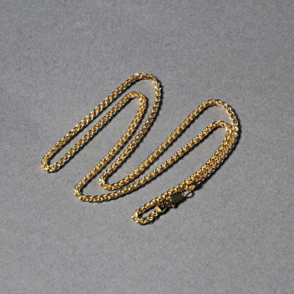 14k Yellow Gold Round Wheat Chain (2.1 mm) - Image 6