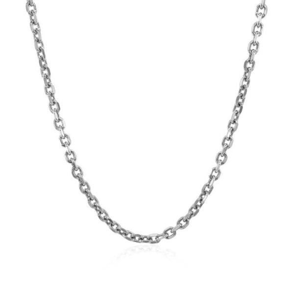 14k White Gold Diamond Cut Cable Link Chain (2.20 mm) - Image 2