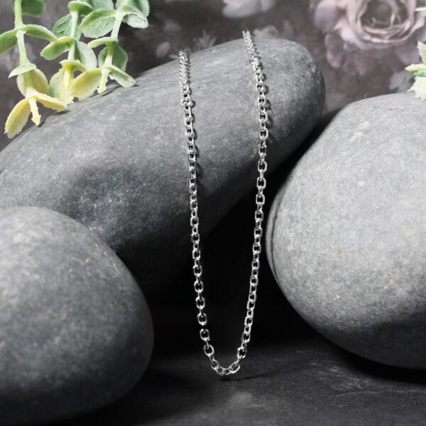 14k White Gold Diamond Cut Cable Link Chain (2.20 mm) - Image 5