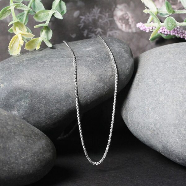 14k White Gold Diamond Cut Round Wheat Chain (1.20 mm) - Image 5