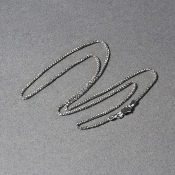 14k White Gold Diamond Cut Round Wheat Chain (1.20 mm) - Image 6