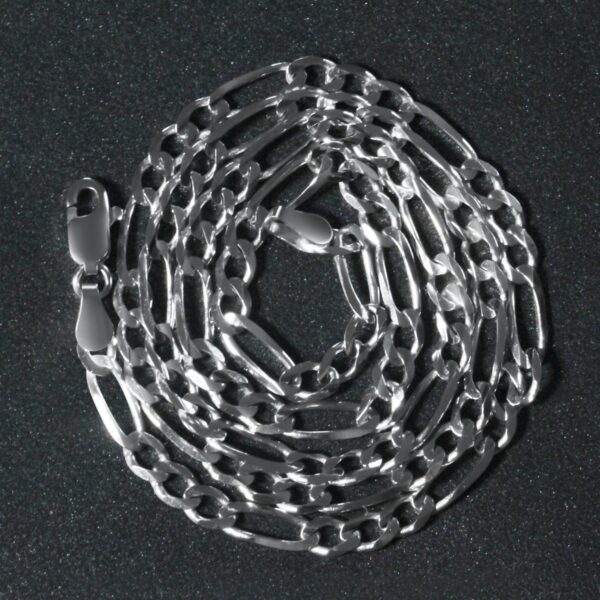 14k White Gold Solid Figaro Chain (3.80 mm) - Image 5