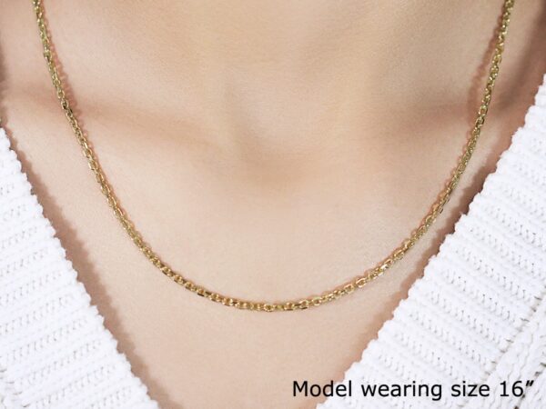 14k Yellow Gold Diamond Cut Cable Link Chain (2.60 mm) - Image 5