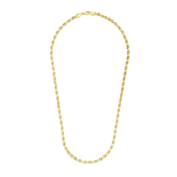 14k Yellow Gold Solid Diamond Cut Rope Chain (3.50 mm) - Image 2