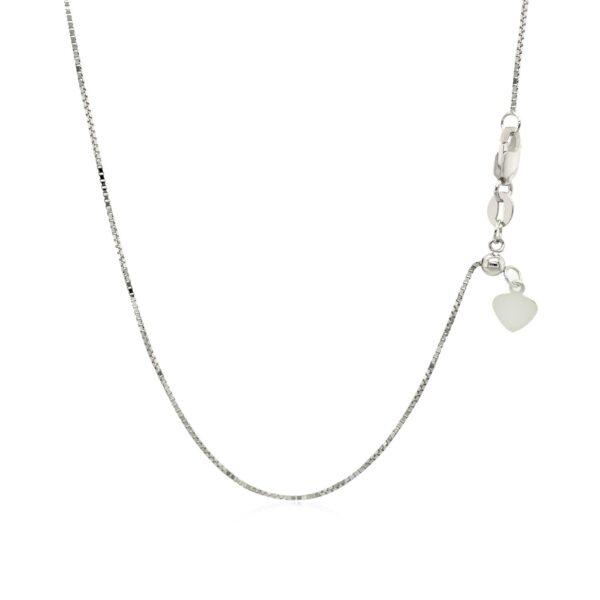 14k White Gold Adjustable Box Chain (0.70 mm) - Image 3